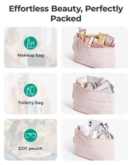 BAGSMART compact makeup bag slips into tight spaces in daily routines.
