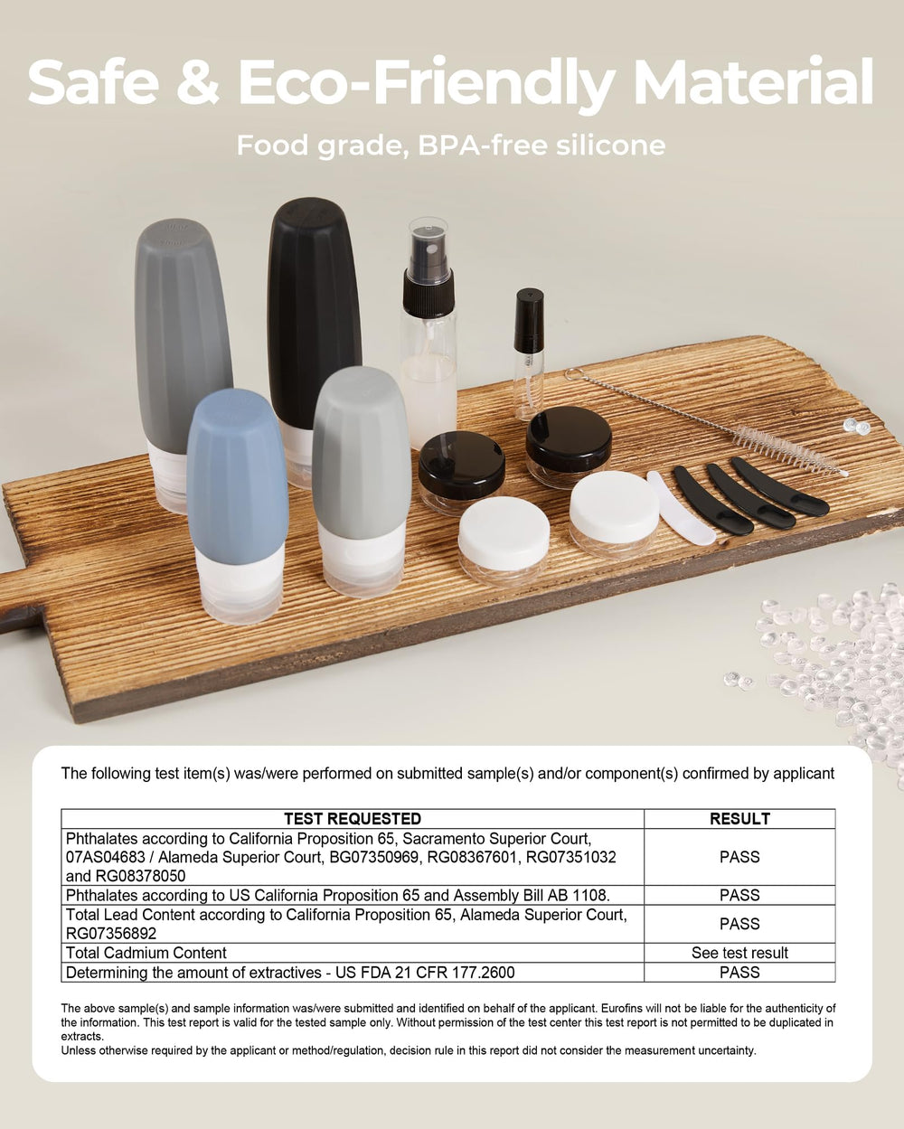 BagSmart premium materials with BPA-free PET and silicone for safe on-the-go use.