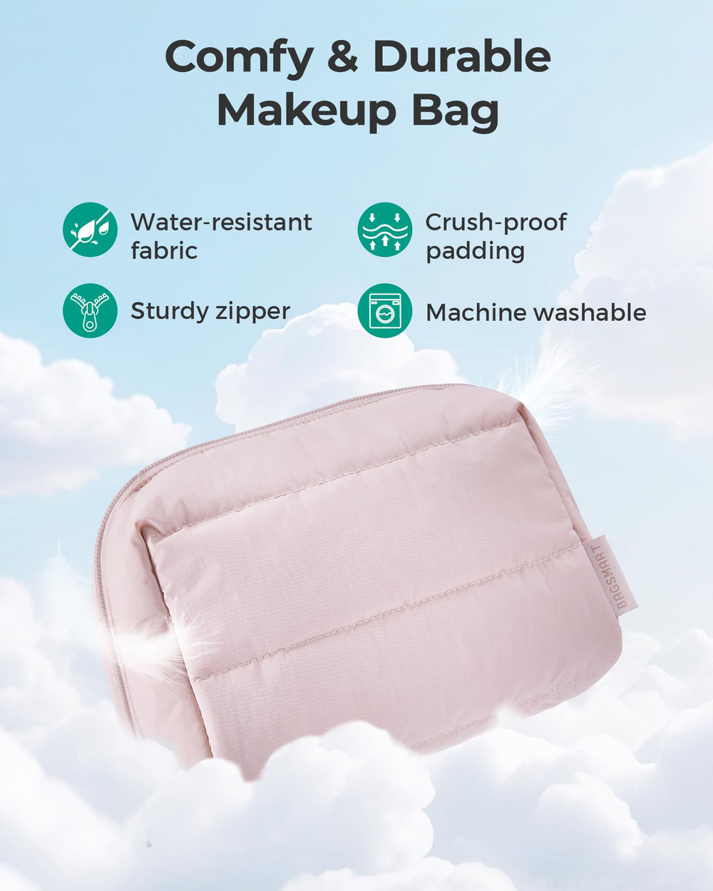 BAGSMART Puffy Makeup Bag travel-easy from gym bag to globe-trotter