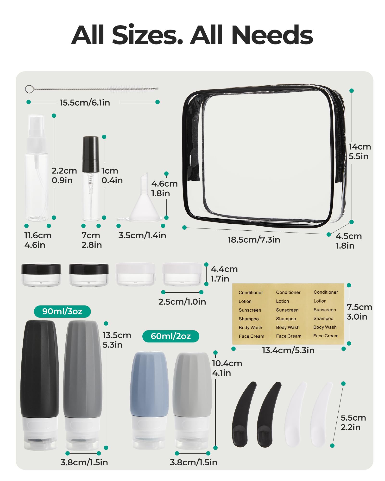 BagSmart silicone bottles ideal for shampoo and lotion on trips.