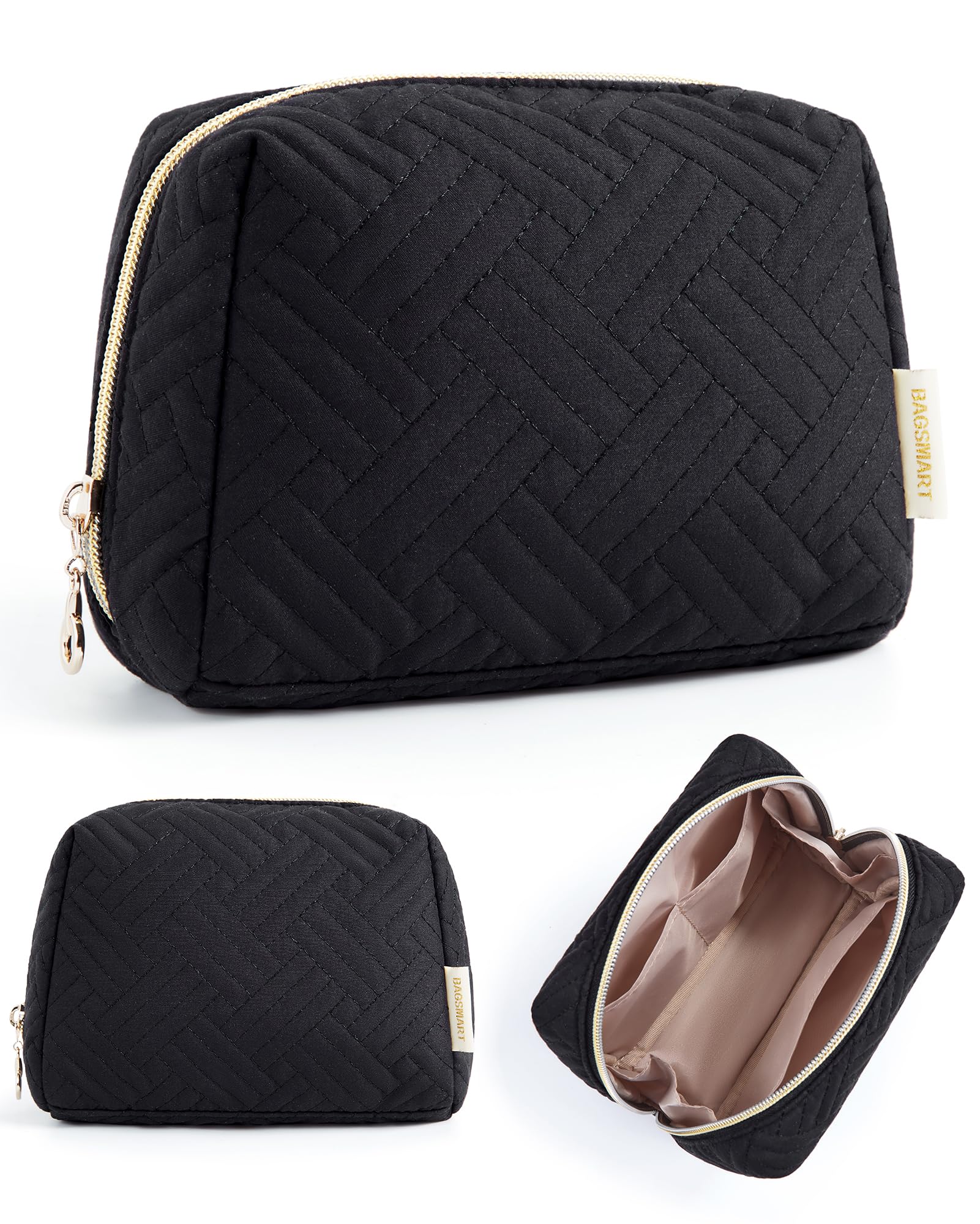 BAGSMART small makeup bag with open zip for easy access to cosmetics