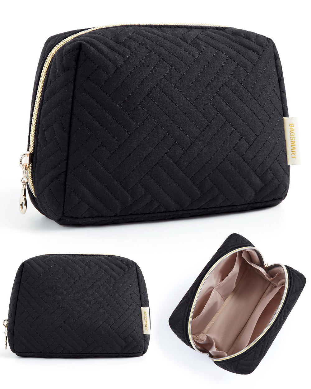 BAGSMART small makeup bag with open zip for easy access to cosmetics