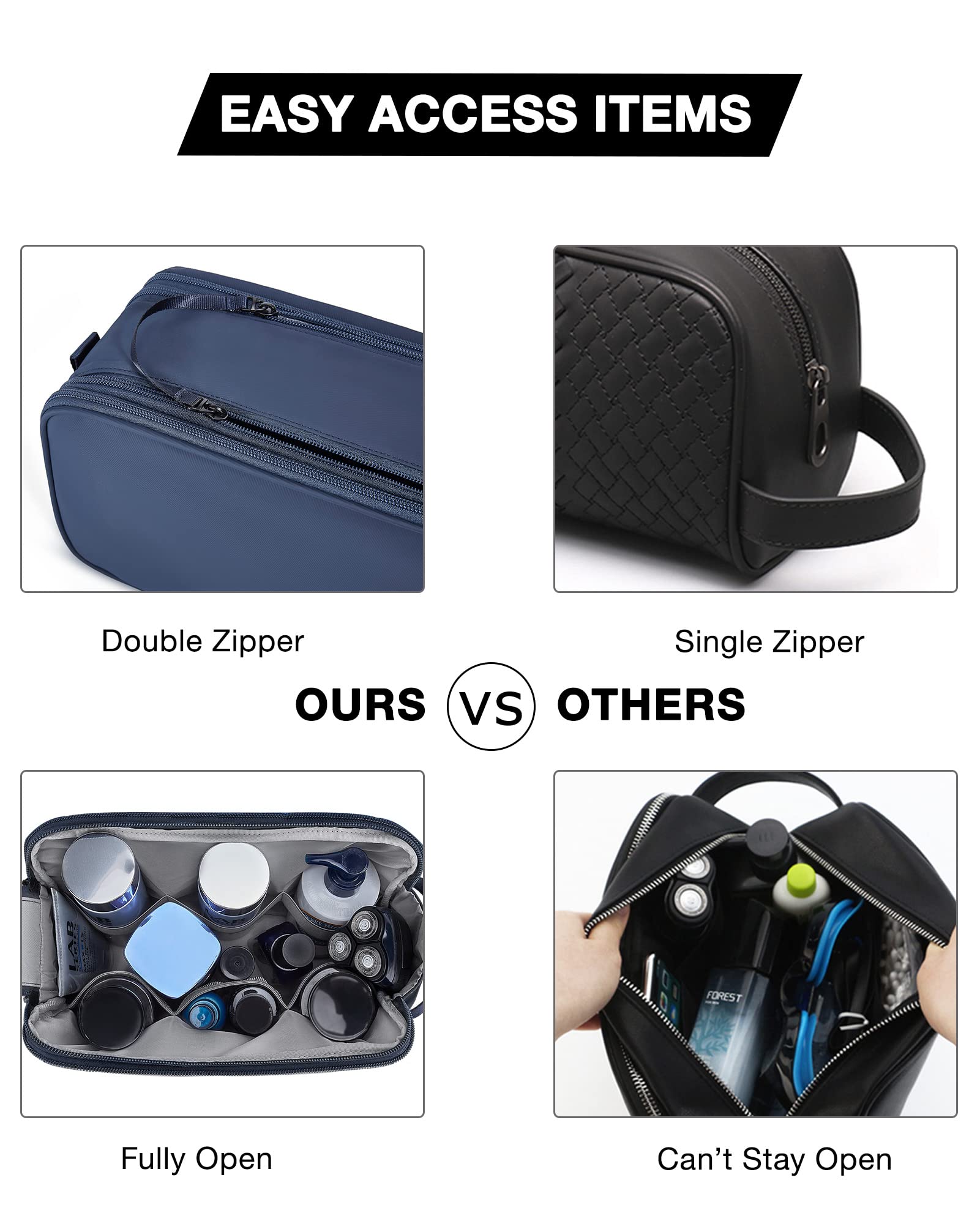 BAGSMART back pocket with elastic band and zips for small items