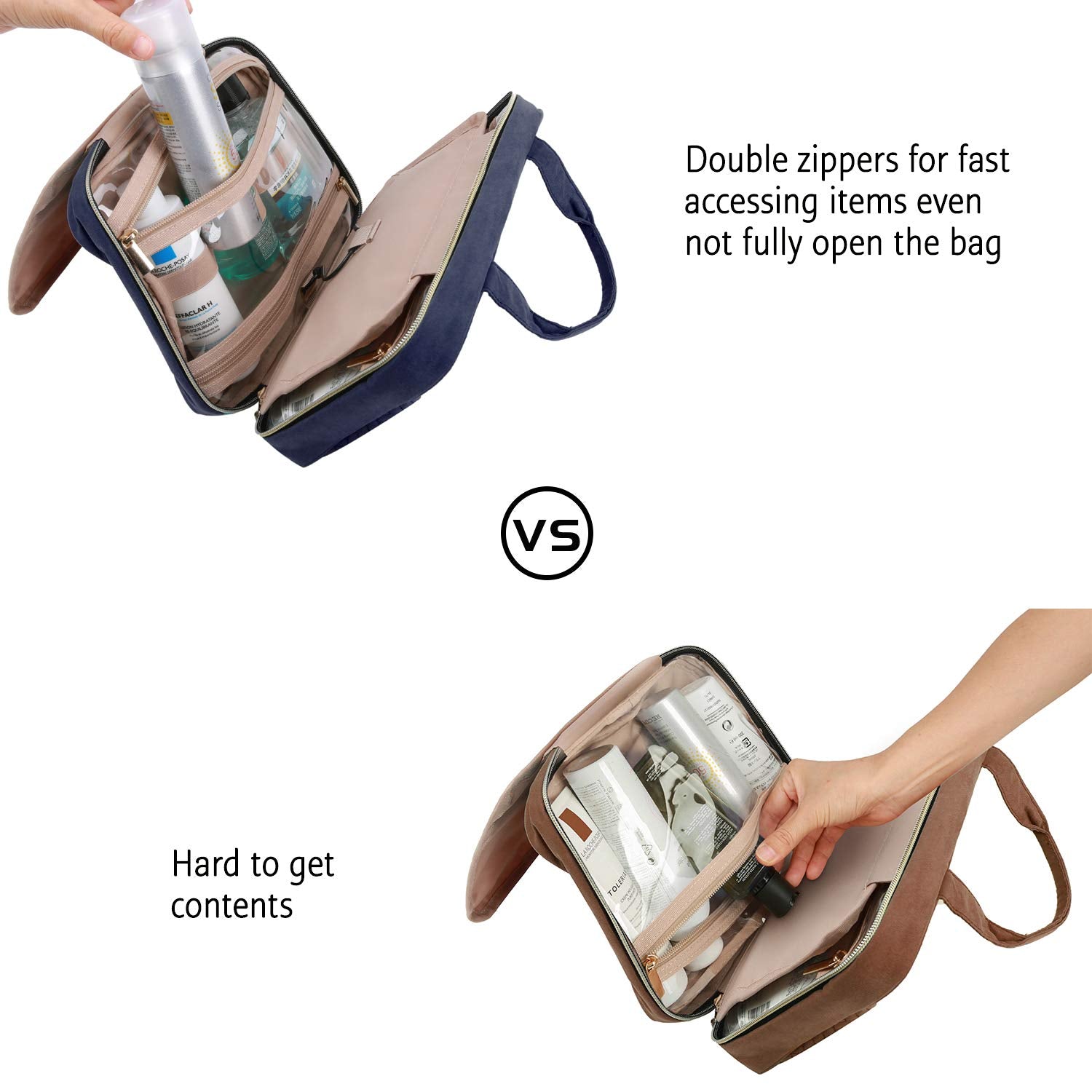 BAGSMART Toiletry Bag available in medium and large sizes for family trips