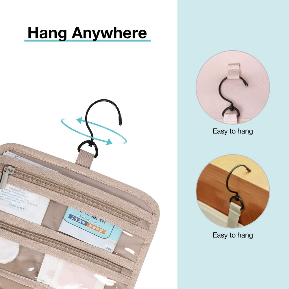 BAGSMART toiletry bag double-zipper access allows quick item retrieval.