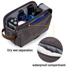 BAGSMART Toiletry Bag with dual-pocket zippers for dry and wet items.