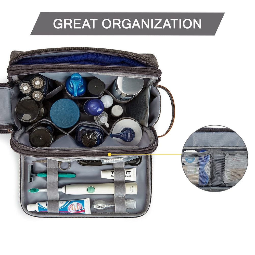 BAGSMART Toiletry Bag showing elastic band design keeps items in place.