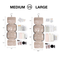 BAGSMART Toiletry Bag showing elastic bottle pockets keeping items upright during travel