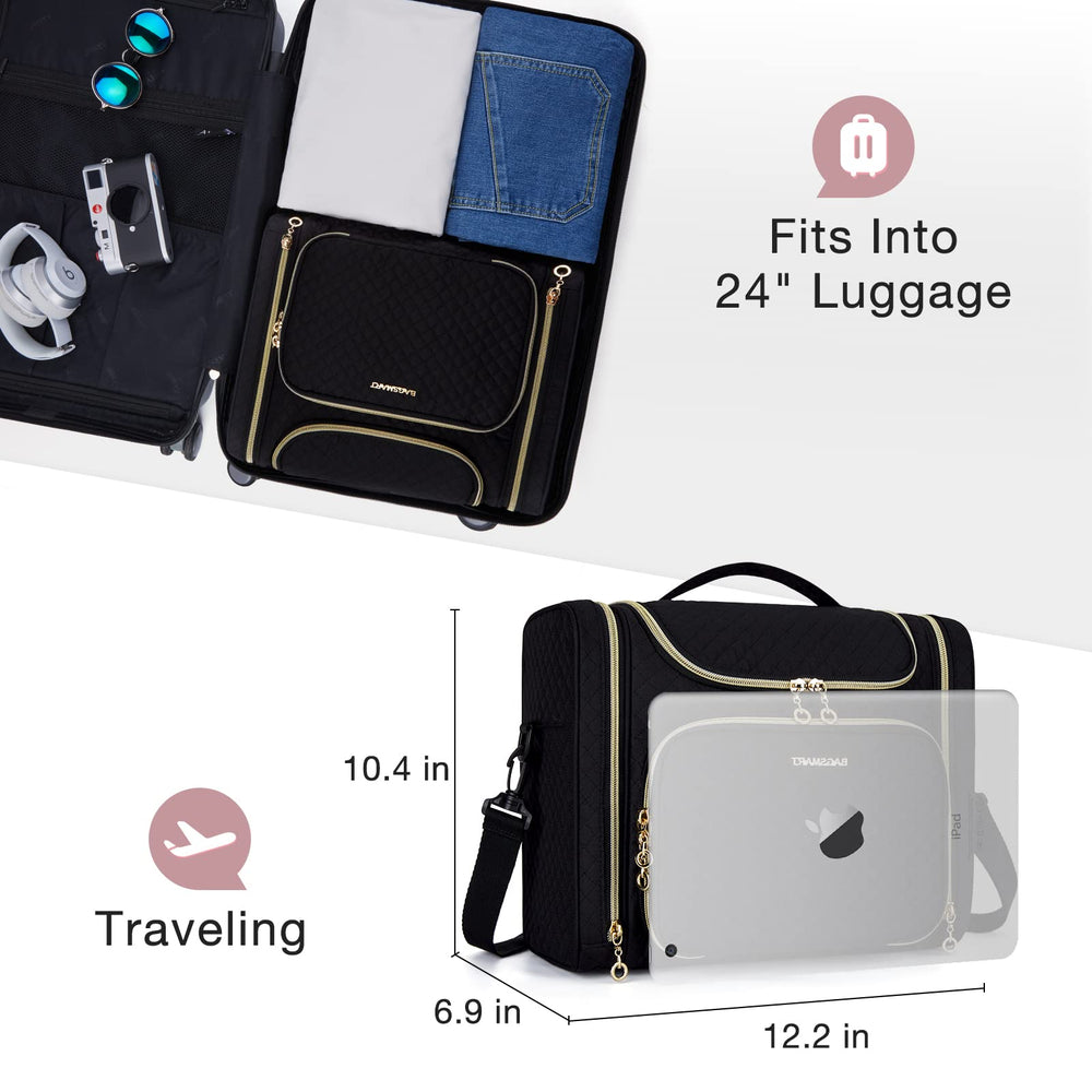 BAGSMART Toiletry Bag front PVC pocket ideal for makeup and brushes