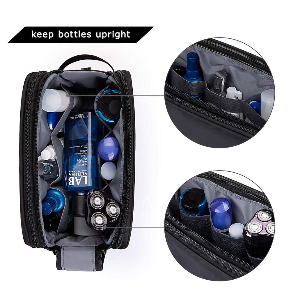BAGSMART Toiletry Bag interior compartments keep cosmetics and grooming tools organized.