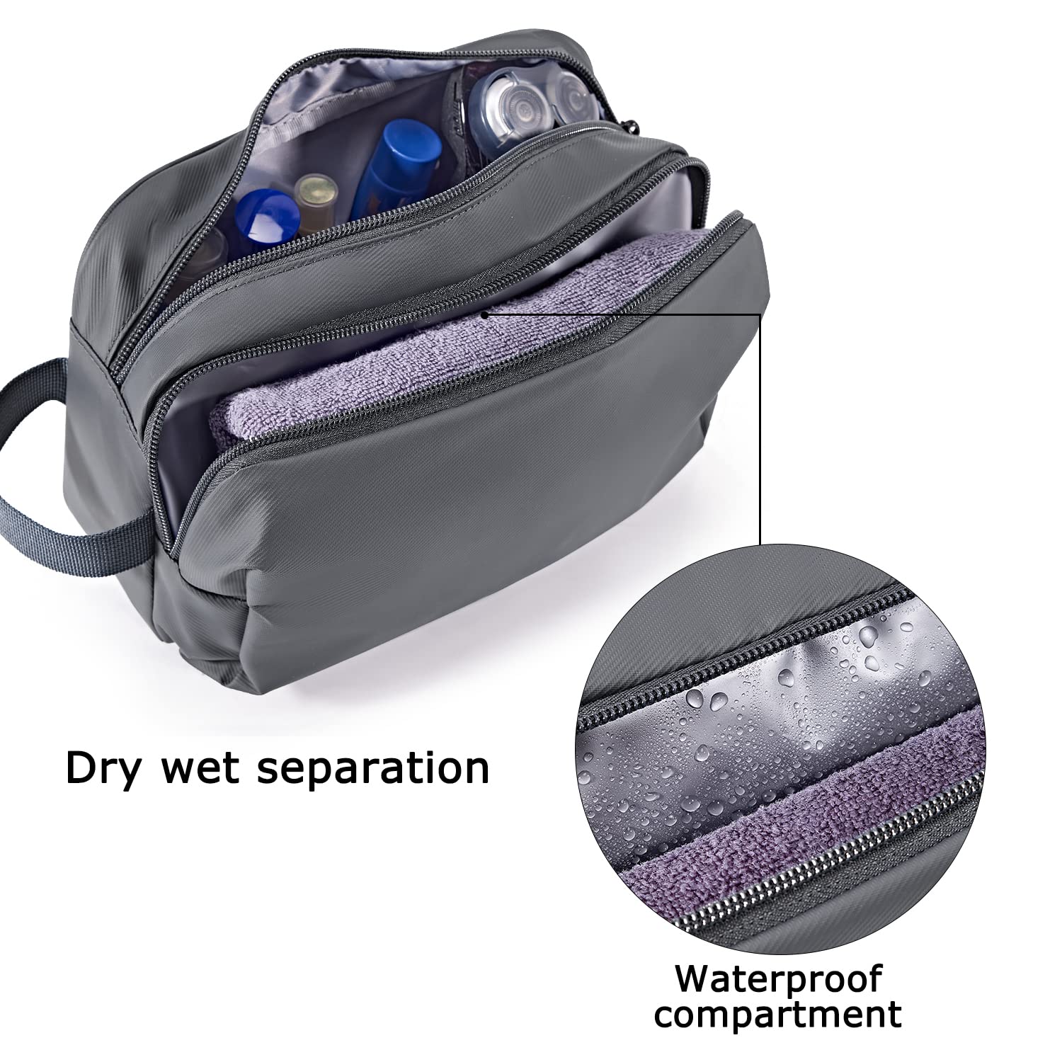 BAGSMART Toiletry Bag interior compartments keep bottles upright and organized.