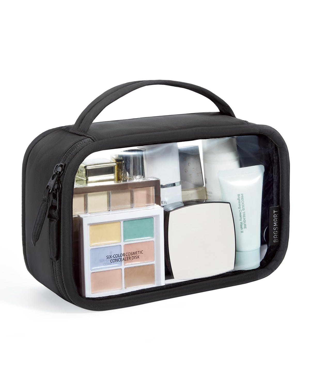 BAGSMART clear toiletry bag with large opening for quick access.