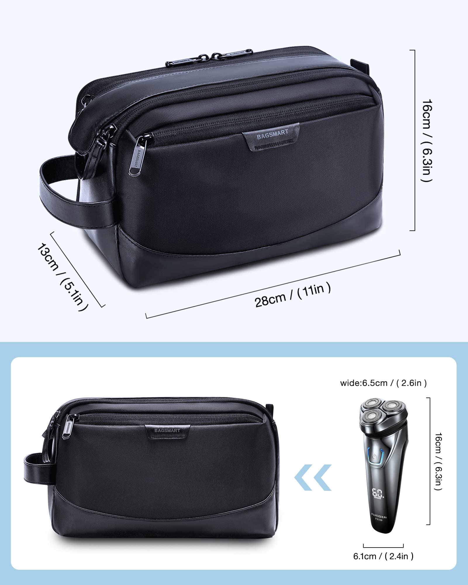 BAGSMART large-opening dual-zipper design for quick reach of contents.