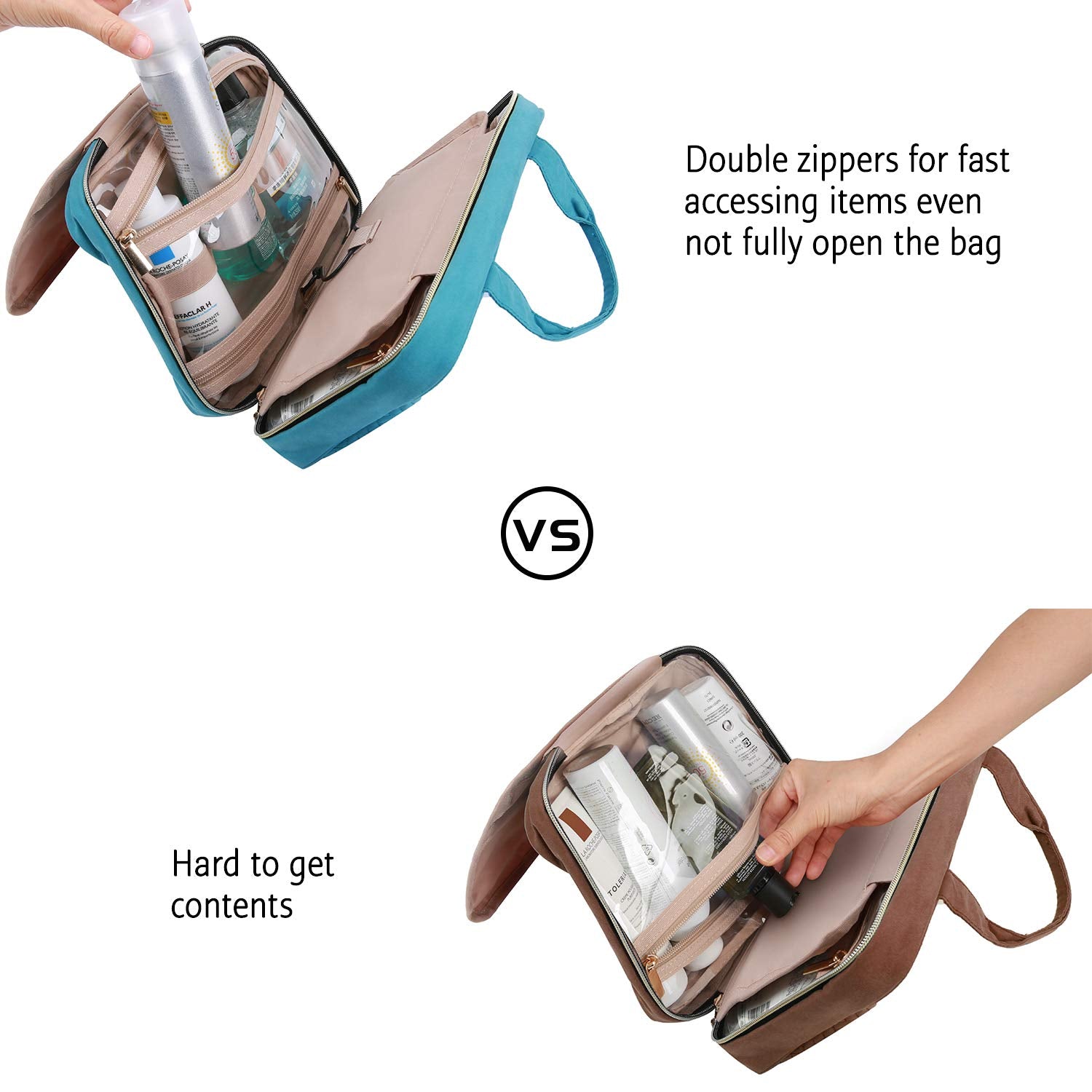 BAGSMART Toiletry Bag lightweight build ideal for overnight trips.