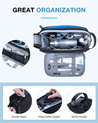 BAGSMART main compartment interior with elastic straps keeps bottles upright during travel.