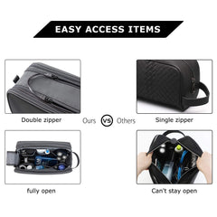 BAGSMART Toiletry Bag back pocket with elastic and zip pockets for small items.