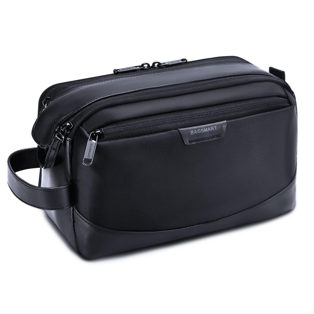 BAGSMART Toiletry Bag for Men exterior in black, water-resistant travel companion for organized packing.