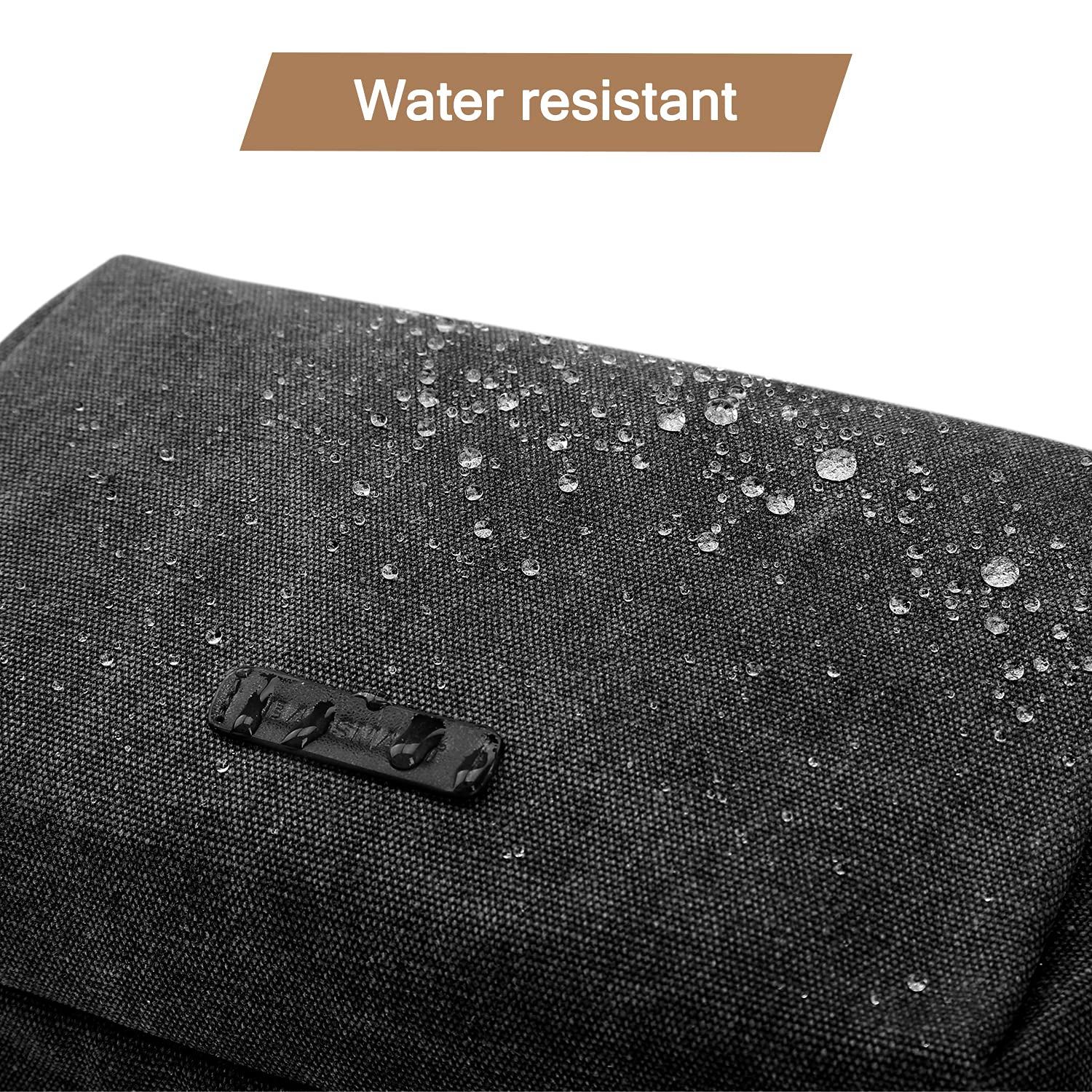 Sturdy leather handle on BAGSMART toiletry bag for durable daily use.
