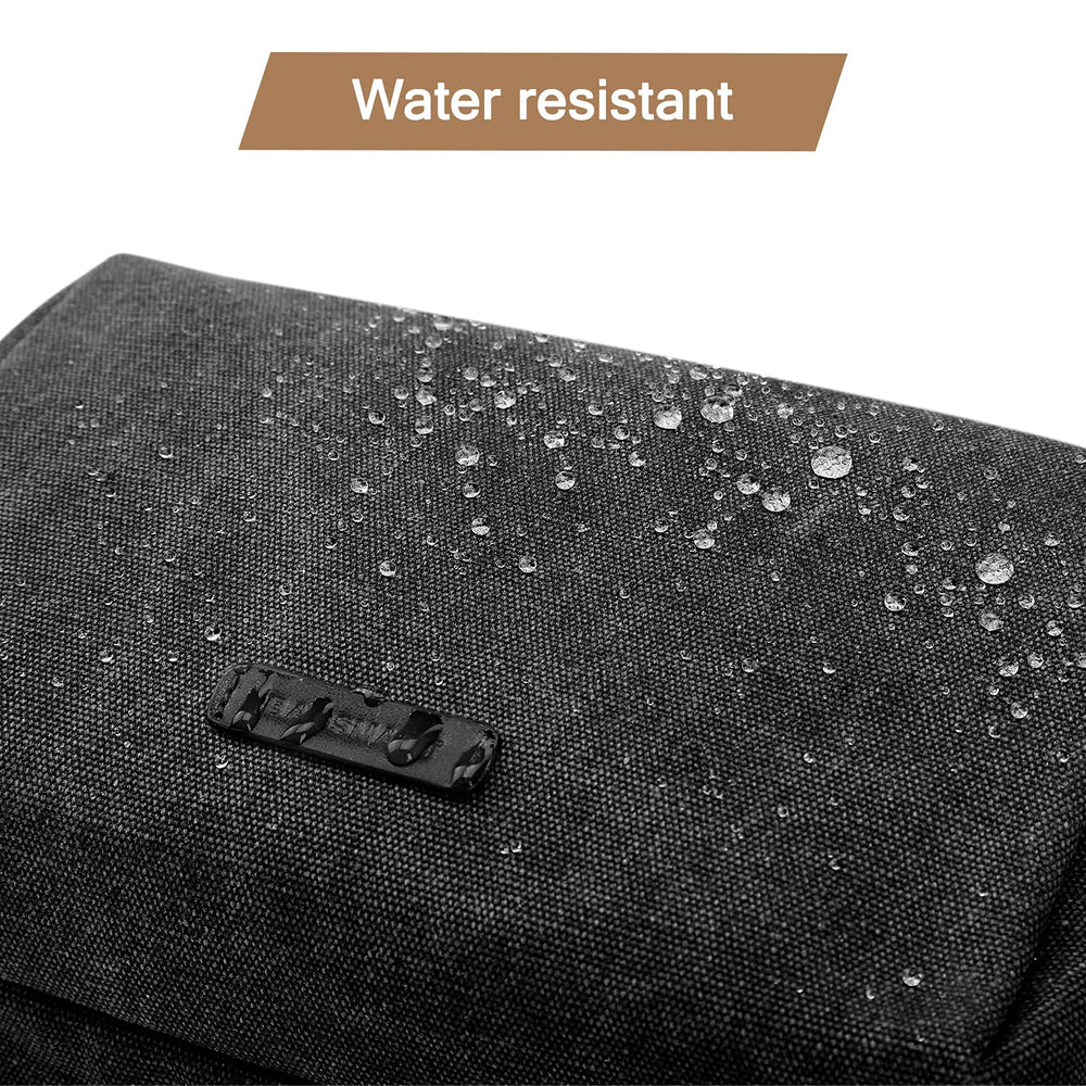 Sturdy leather handle on BAGSMART toiletry bag for durable daily use.