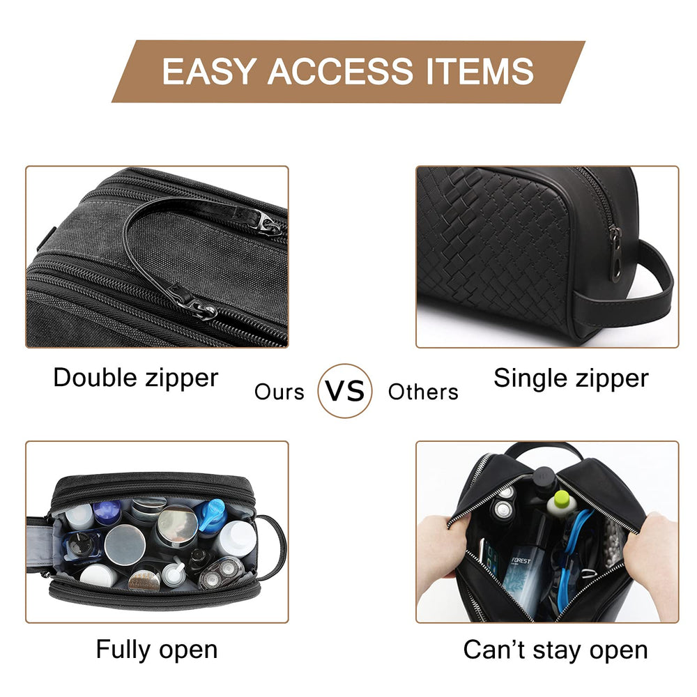 Waterproof PVC pocket keeps damp items separated in BAGSMART toiletry bag for men.