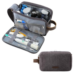 BAGSMART Toiletry Bag for Men in gray with large capacity for travel essentials.