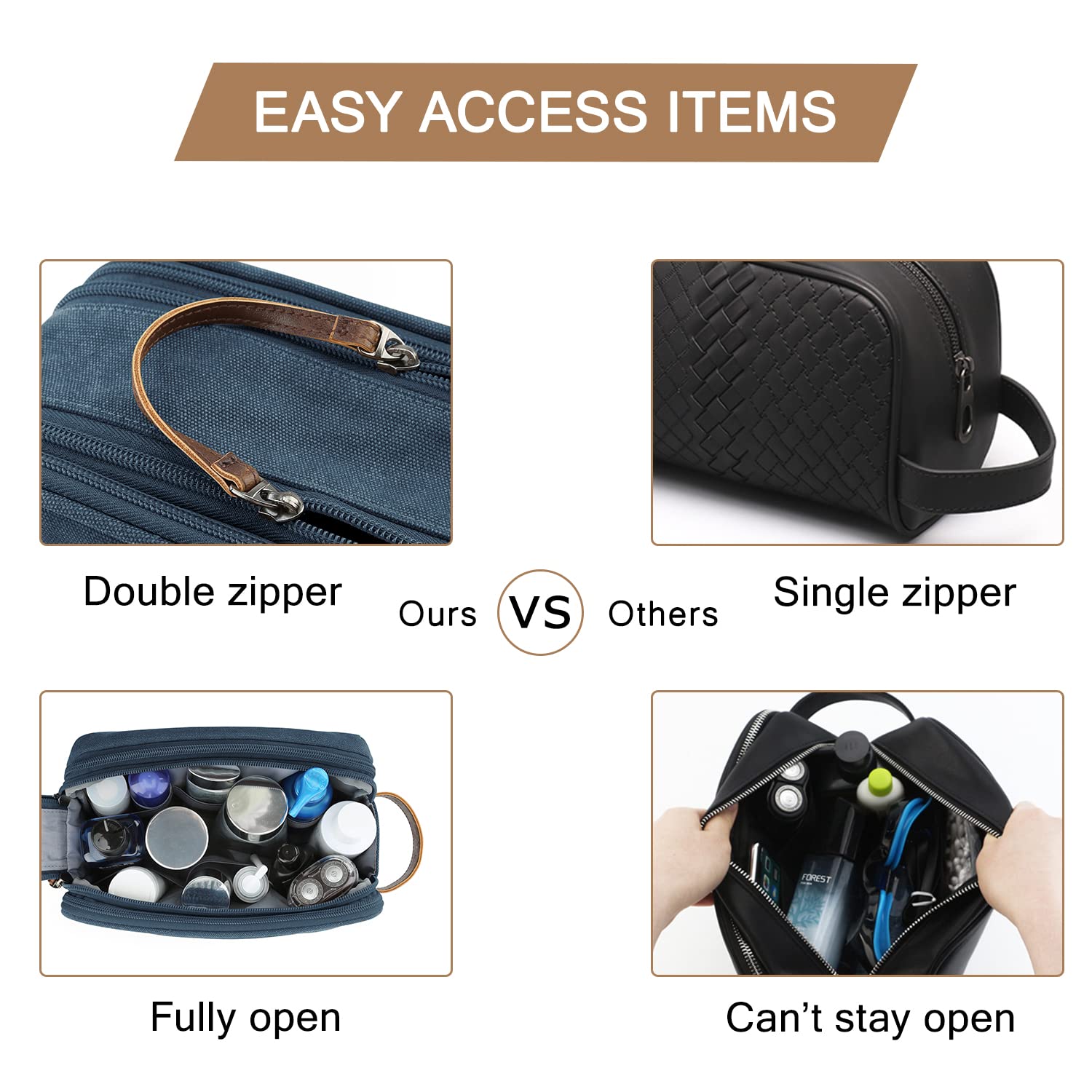 BAGSMART bag emphasizes a sturdy leather handle for easy carrying