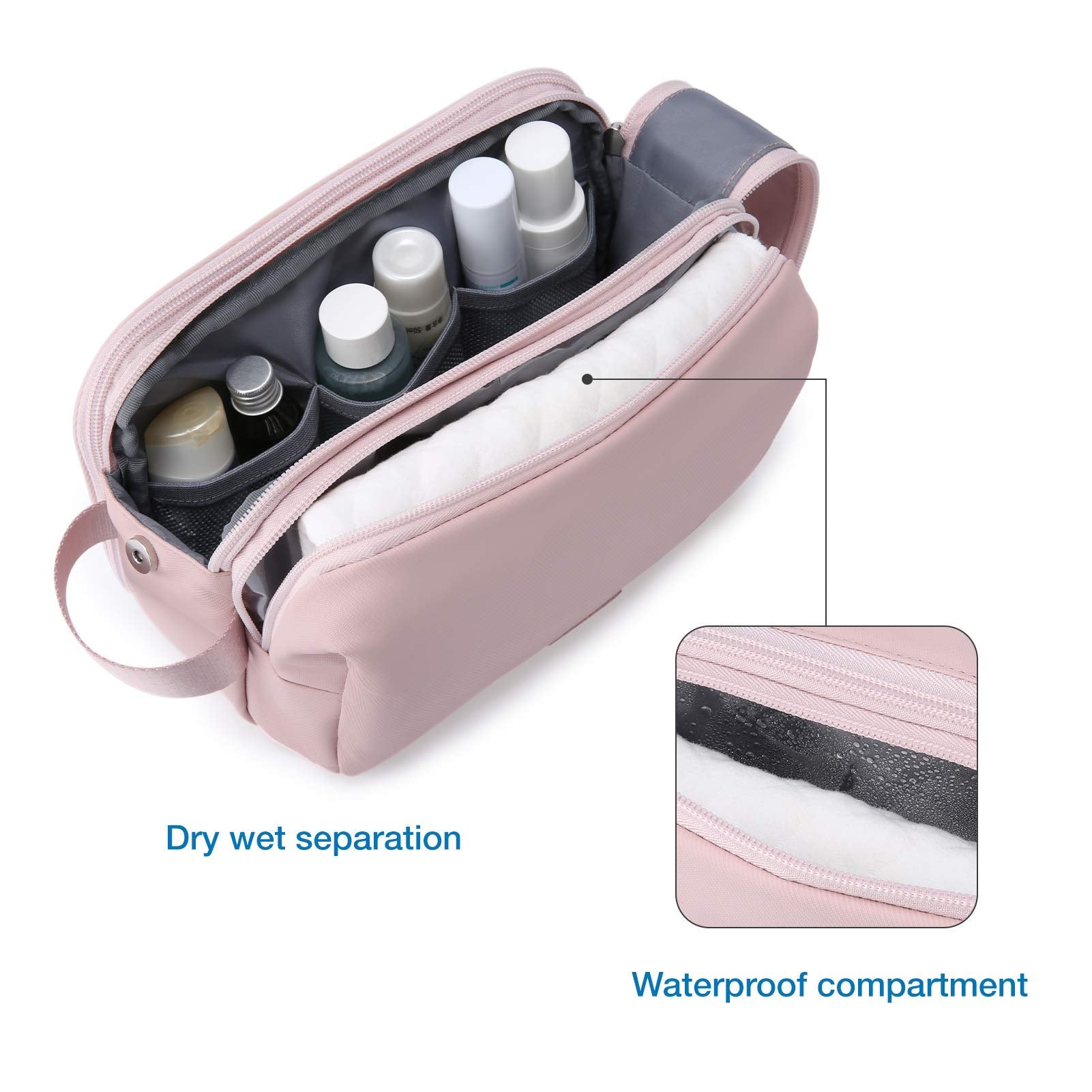 BAGSMART pink medium front waterproof pocket keeps wet items separate