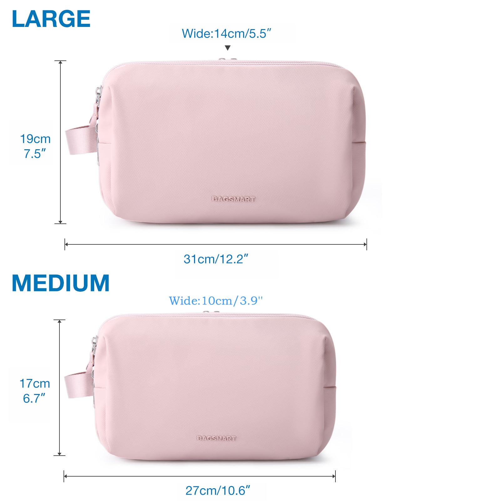 BAGSMART pink medium travel/home use for cosmetics and toiletries