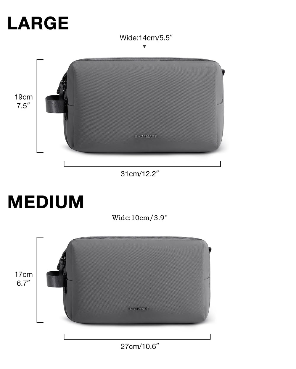 BAGSMART Toiletry Bag travel organizer covers toiletries, shaving items, and cosmetics.