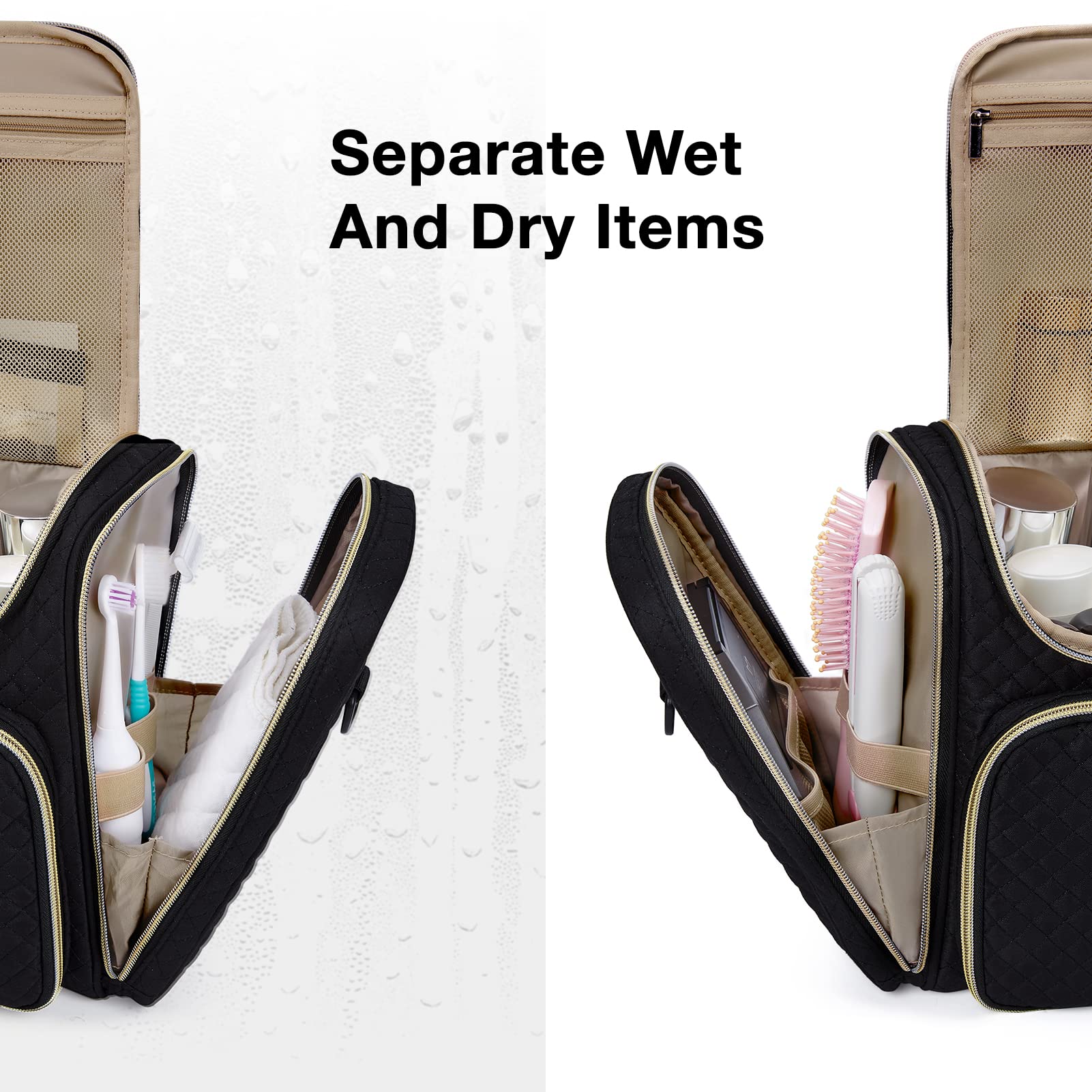 BAGSMART Toiletry Bag includes side pockets to separate wet and dry items