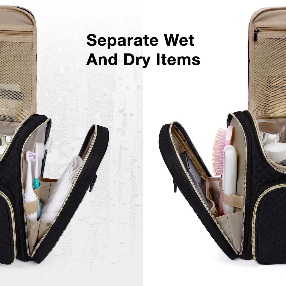 BAGSMART Toiletry Bag includes side pockets to separate wet and dry items