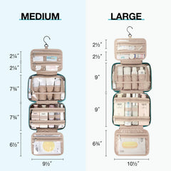 BAGSMART toiletry bag transparent compartments provide quick content overview at a glance.