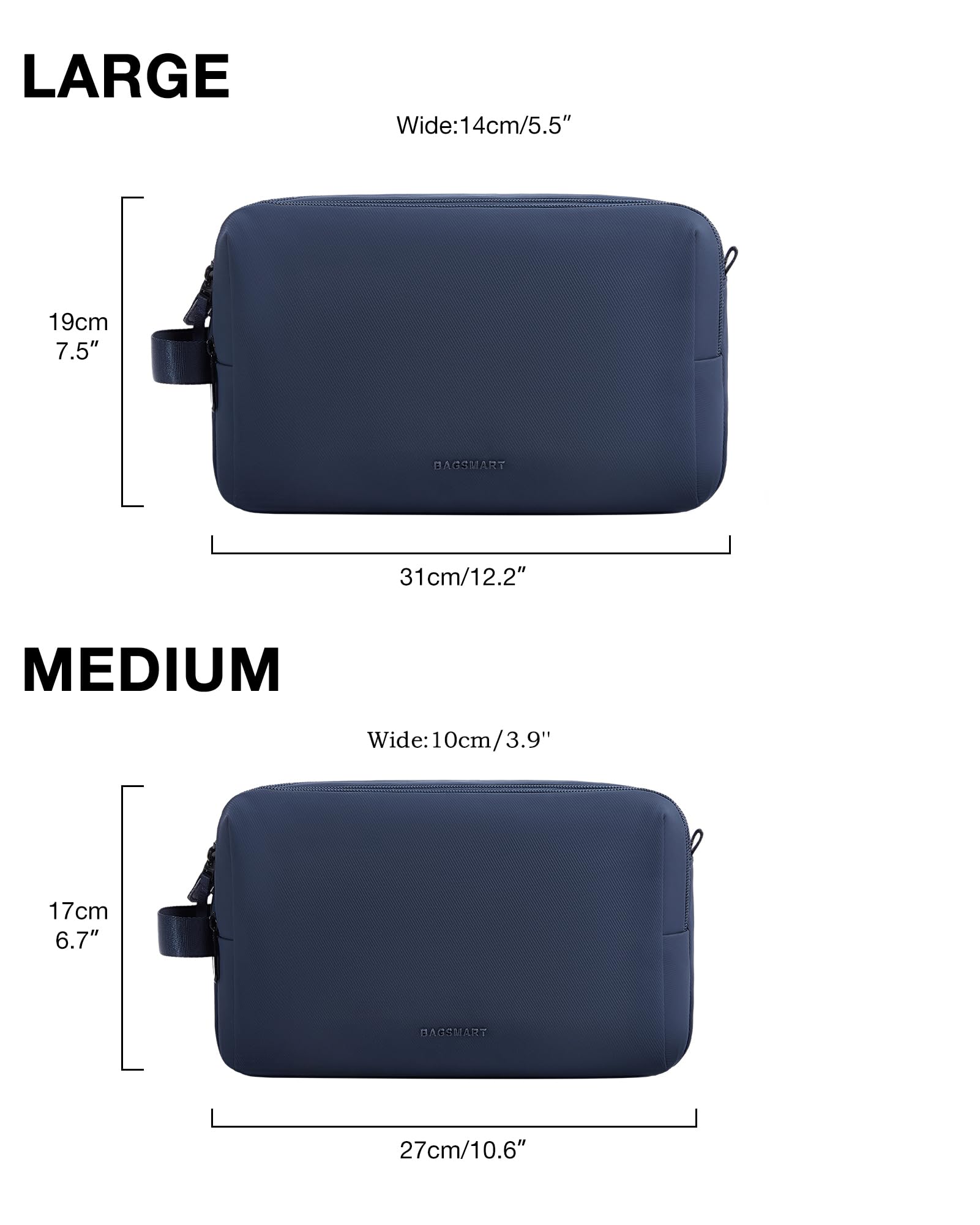 BAGSMART travel dopp kit showing water-resistant fabric protection