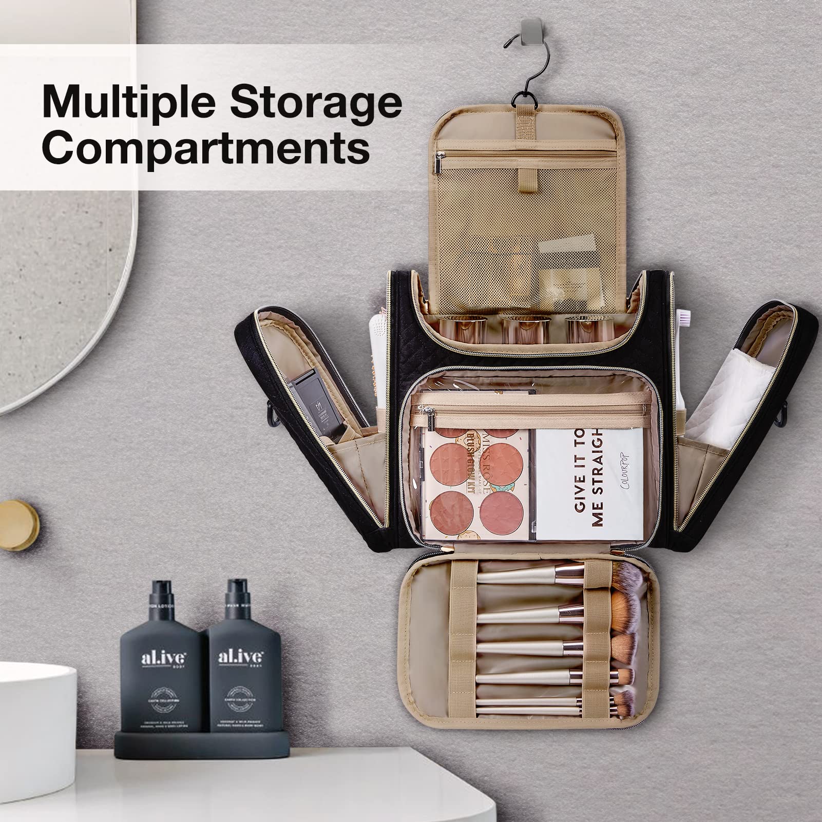BAGSMART Toiletry Bag shows water resistant material for secure travel items