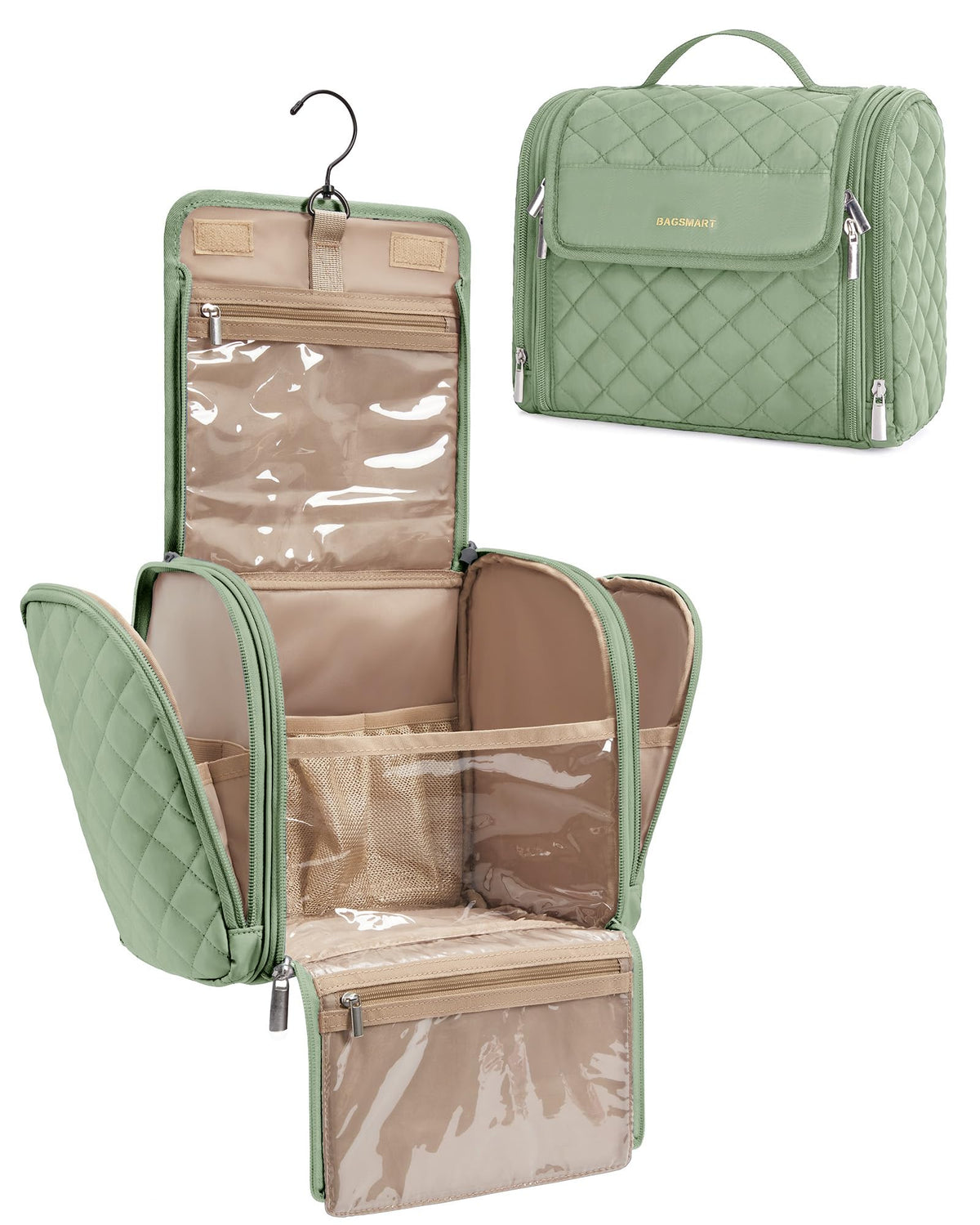 BAGSMART toiletry bag for women with hanging hook, aiding travel organization
