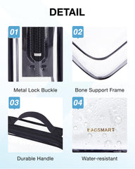 BAGSMART Clear bag top opening enables easy access to items.