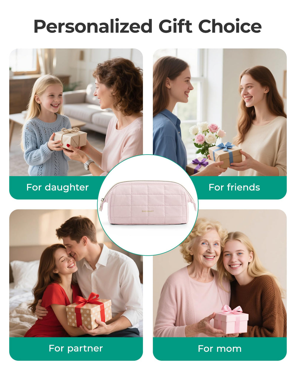 BAGSMART travel cosmetic bag with spacious interior and organized pockets.