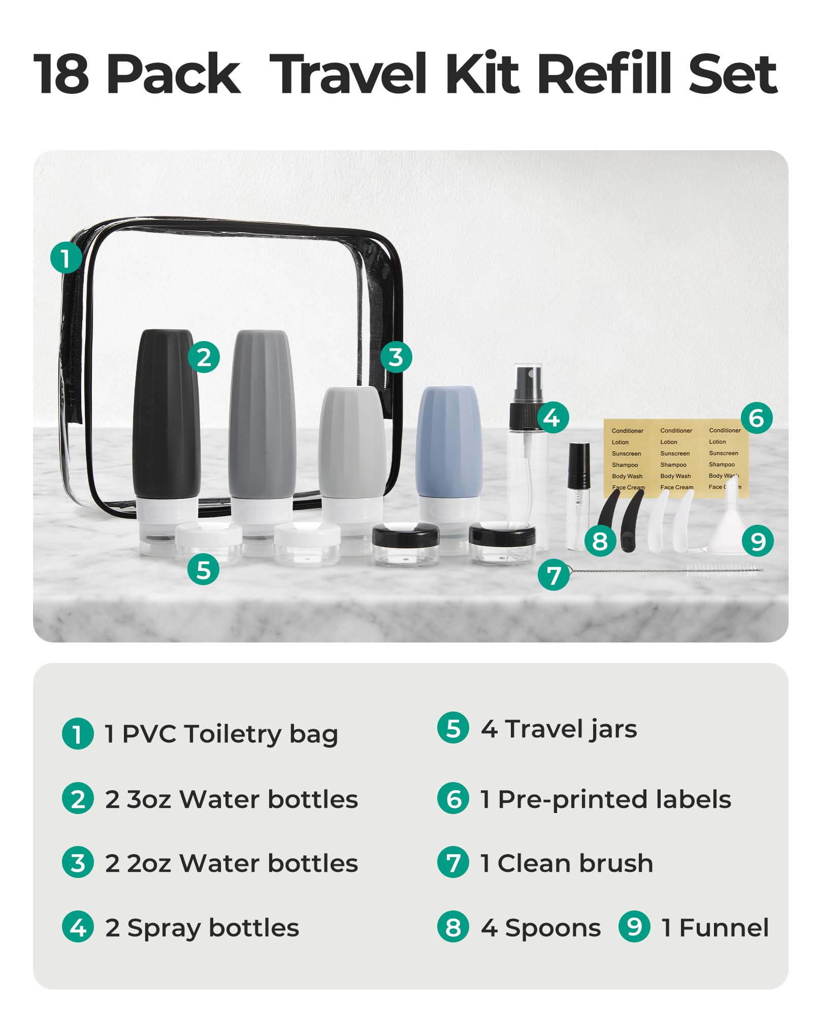 BagSmart clear travel kit bag keeps items neatly organized in one place.