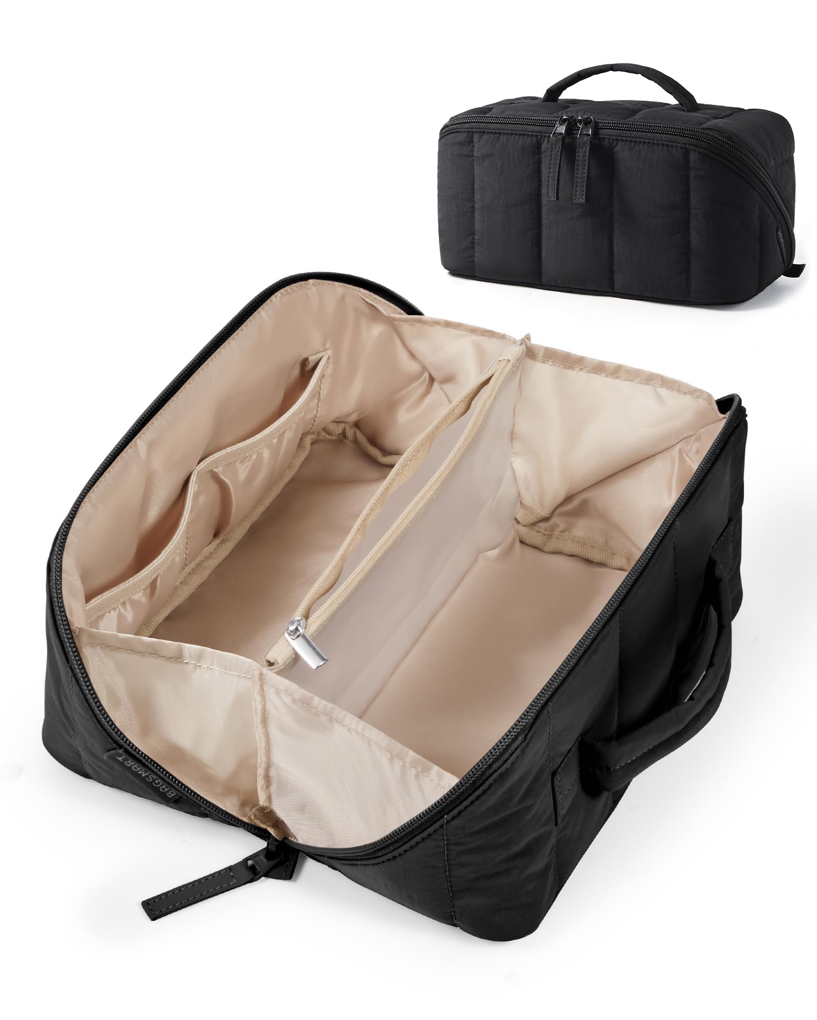 BAGSMART travel makeup bag full-open design for quick access