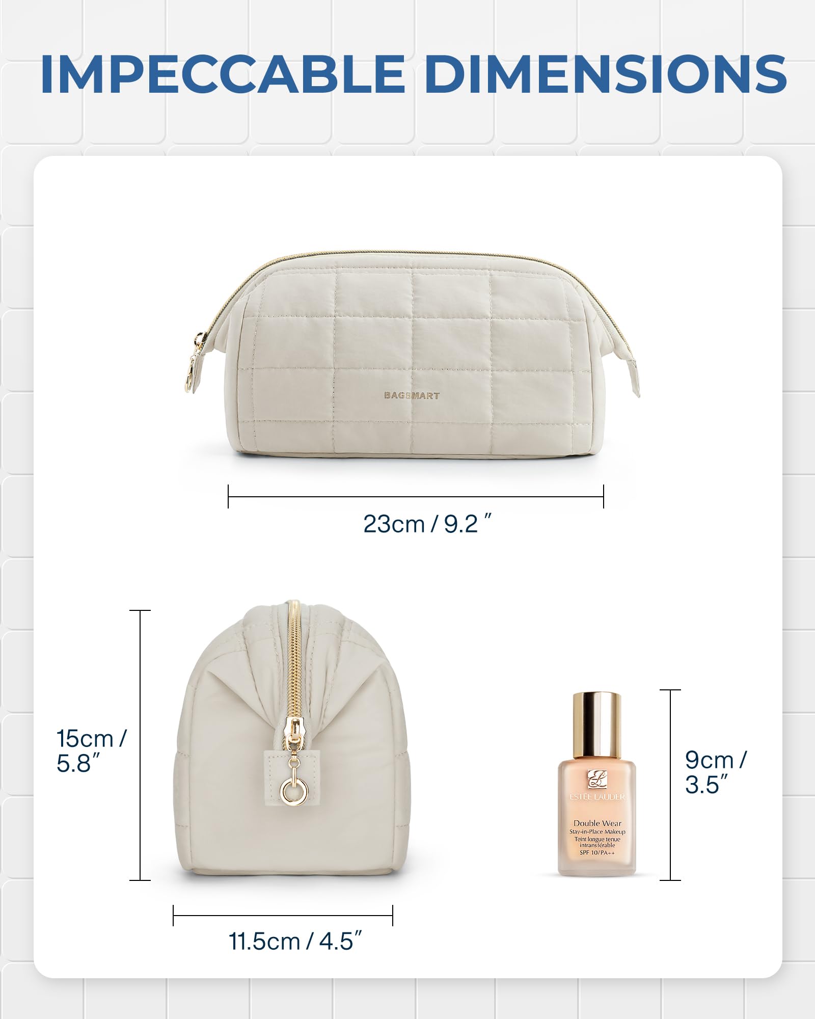 BAGSMART multi-functional bag serves as makeup pouch, purse organizer, or tech case.