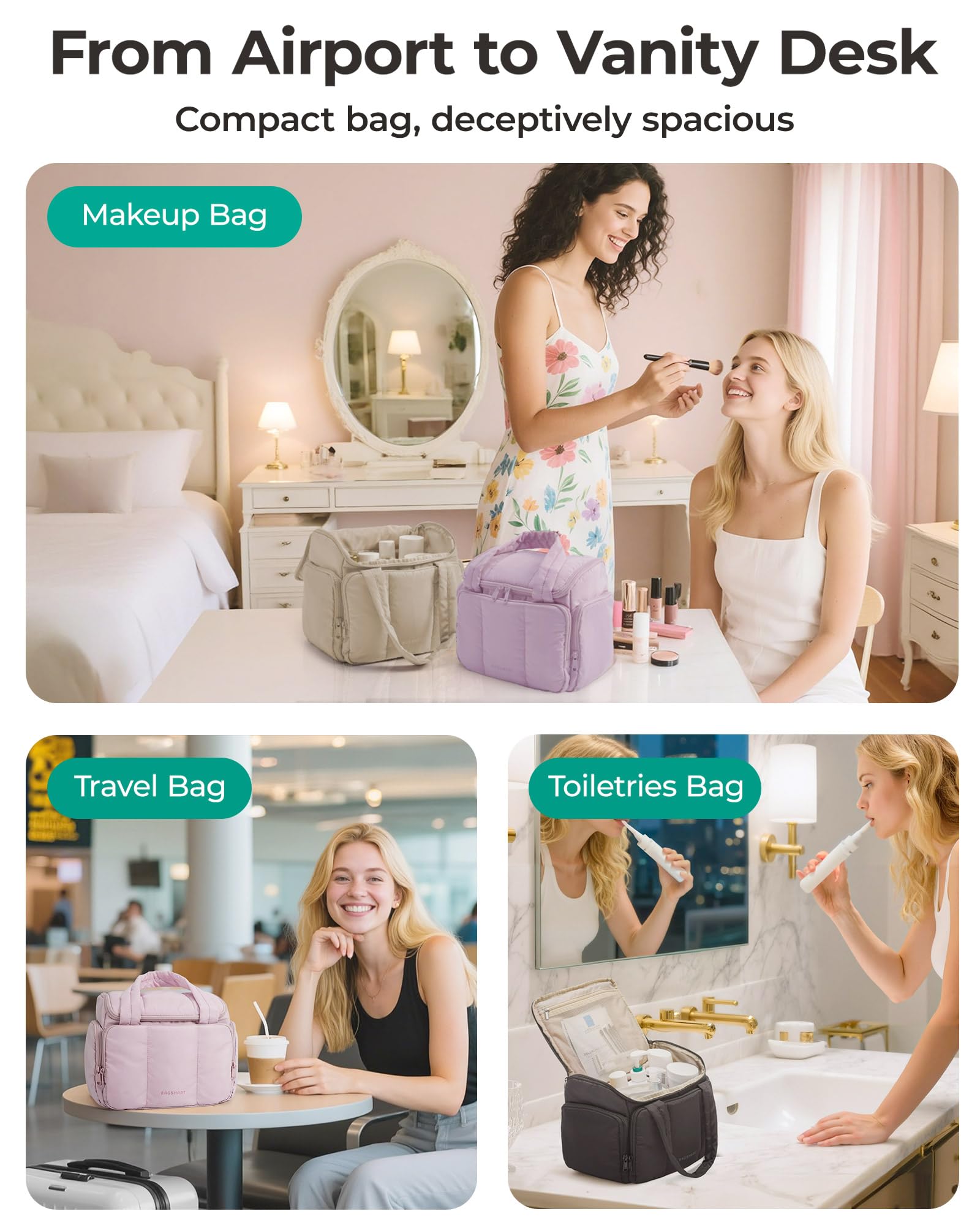 BAGSMART dual-padded handles support secure, easy carrying