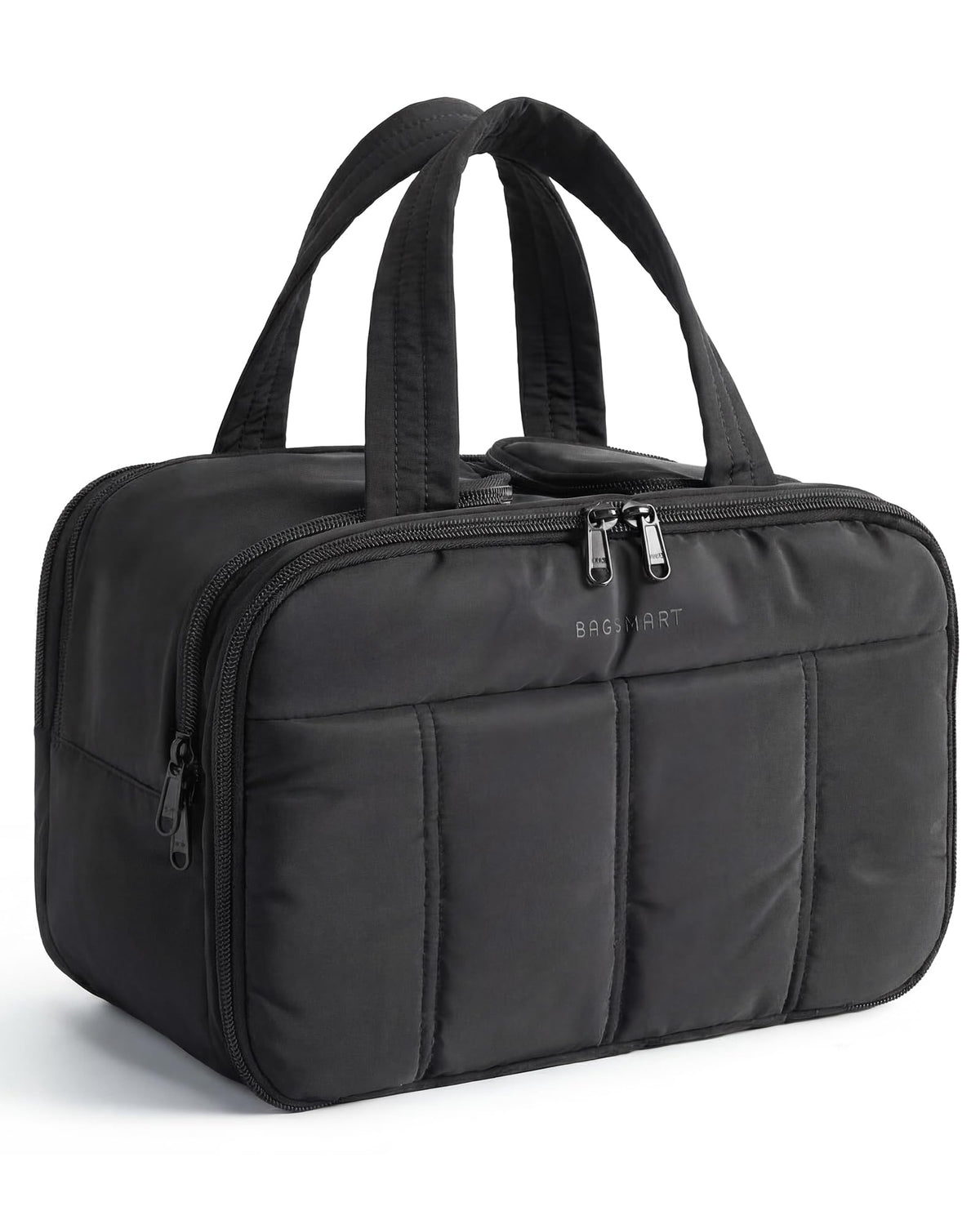 BAGSMART travel toiletry bag front pocket with mesh pockets for organized access.