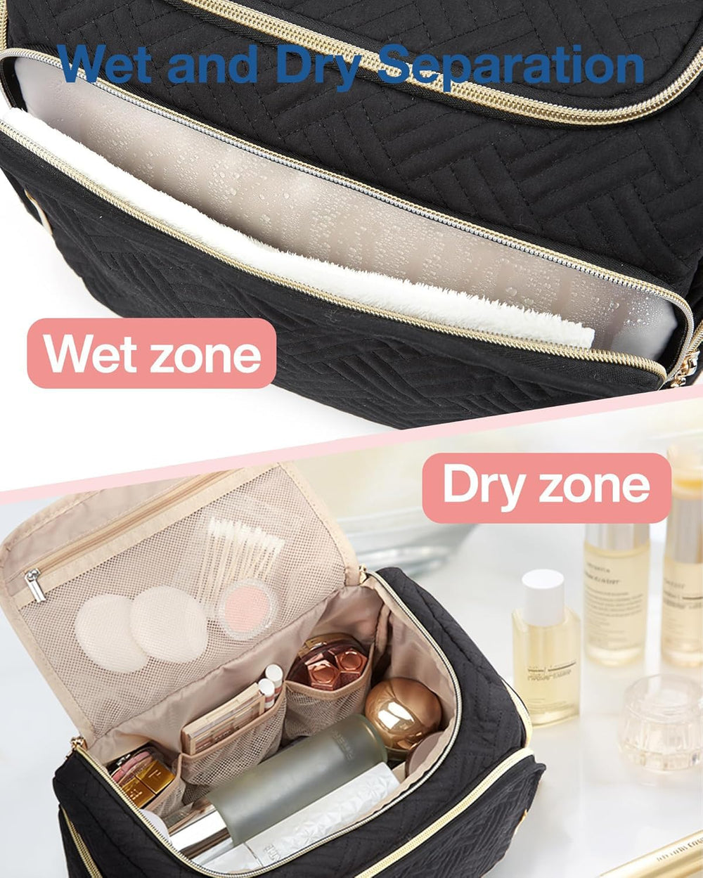BAGSMART bag with a front pocket keeps wet items separate and easy to wipe clean.