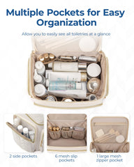 BAGSMART Travel Toiletry Bag front pocket makes cleaning and access simple.