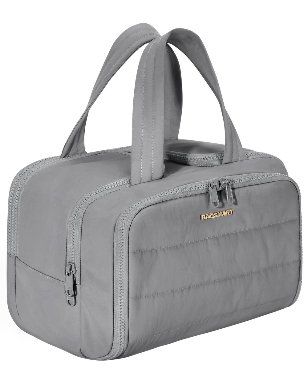 BAGSMART travel toiletry bag front view with large compartments for easy access