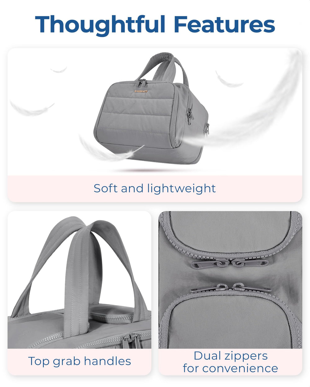 BAGSMART travel toiletry bag fully opened showing multiple pockets for organization
