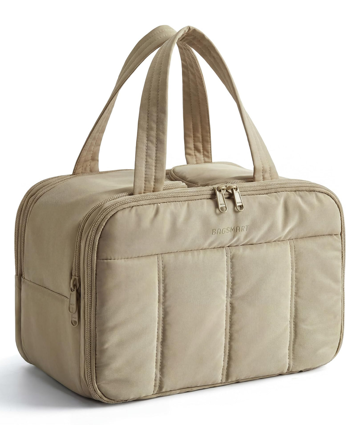 BAGSMART travel toiletry bag grayish brown front view ideal for organized packing.