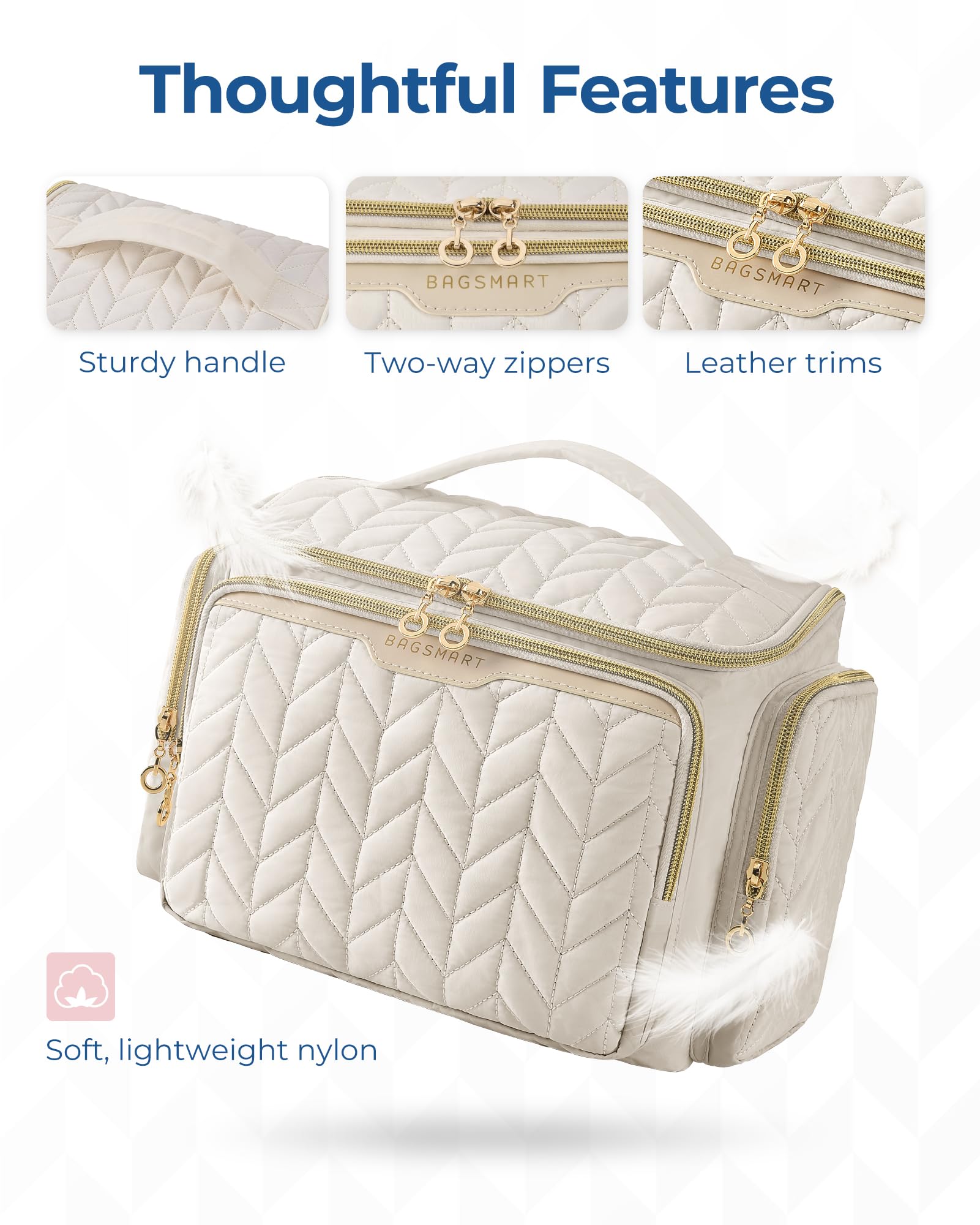BAGSMART Travel Toiletry Bag handle for portable travel.