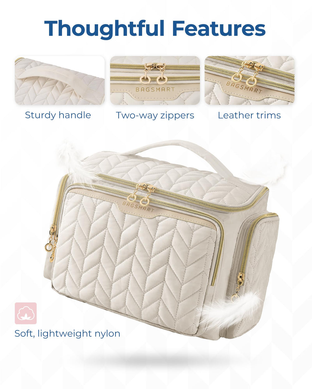 BAGSMART Travel Toiletry Bag handle for portable travel.