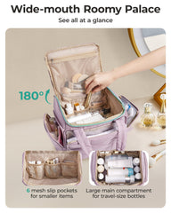 BAGSMART inner mesh pockets keep cosmetics visible and reachable